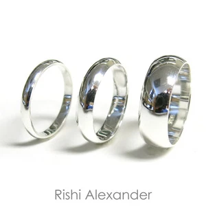 Anillo de boda de plata de ley 925 pulido alto todos los tamaños - Imagen 1 de 8