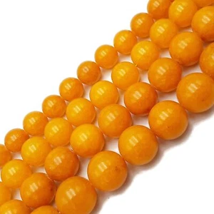 Amber Yellow Dyed Jade Smooth Round Beads 14mm 16mm 18mm 20mm 15.5" Strand - Picture 1 of 3