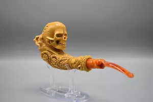 XL Esqueleto Sostiene Mano Reverso Calavera Pipa Nuevo Hecho a Mano Bloque Espuma de Mar #1808 - Imagen 1 de 17