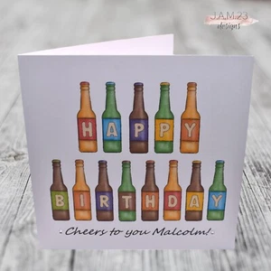 Personalised Beer Birthday Card Male Dad Grandad Uncle Brother Son Friend Nephew - Picture 1 of 8