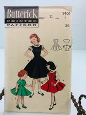 Vtg 1950's Butterick # 7409  kids dress jumper + blouse sewing pattern sz  2