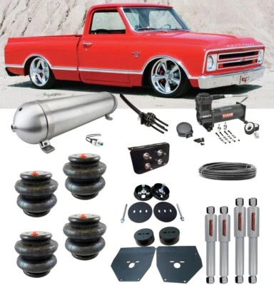Soportes bolsas delanteras y traseras Chevrolet C10 63-72 con gestión manual del aire y amortiguadores Foto 1 de 4