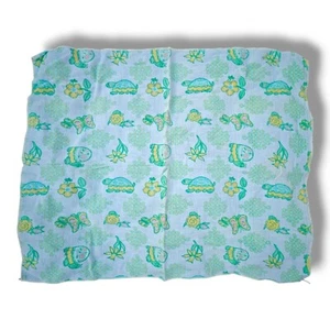 Vintage Carter's Baby Receiving Blanket Green Turtles Flowers Butterflies - Picture 1 of 6
