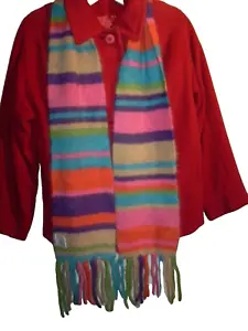 Women's Knit Long Soft Scarf 70% Angora Rabbit multicolor  Brite rainbow fringe - Picture 1 of 3