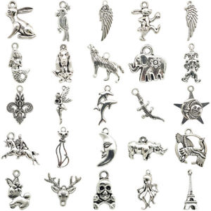 Lot Antique Silver Charms Pendants for Jewelry Making Necklace Earrings NO.51-75