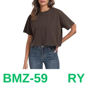 PRIMODA Women's Oversized Workout Cropped T Shirts Crew Neck Short Sleeve, XL - Picture 1 of 4