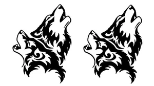 Tribal Wolves Native American TWO 6" Black Vinyl Decals Car Laptop Tablet Window - Bild 1 von 3