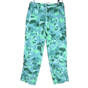 Patagonia Rhythm (Size 6) Green Floral Camo Pants Organic Cotton Roll Up Hem - Picture 1 of 14