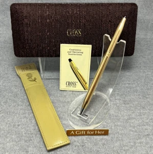Cross Ladies “Roses” 14K Gold Pen, Box, Leather Holder, Papers 🇺🇸 NO ENGRAVING - Picture 1 of 24