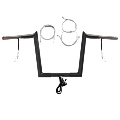 Kit de manillar enganchado precableado 1 1/4" negro 12" Harley Road King 2014-2016 sin ABS Foto 1 de 2
