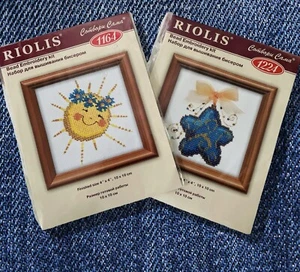 Lote de 2 kits de bordado de cuentas RIOLIS 1164 Sunshine y 1224 acabado Starlight 4x4 - Imagen 1 de 24