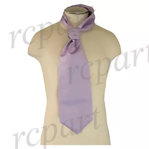New Vesuvio Napoli Men's Polyester Ascot Cravat Necktie Wedding Solid Lavender - Picture 1 of 2