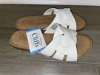 NEW Cliffs by White Mountain Women's Size 9 Cushioned Insole Slide Sandals White - Image 1 of 4