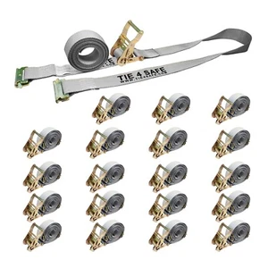 20 Pack 2" X 16' E-Track Ratchet Tie Down Strap Truck Trailer Enclosed Cargo Van - Foto 1 di 7
