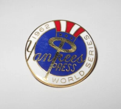 1962 Baseball New York Yankees World Series Media Press Pin Charm Button Pinback - Image 1 of 2