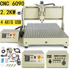 4Axis CNC 6090 VFD Router Engraver Metal Carving Drill Milling Machine USB 2.2KW