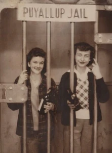 Puyallup Jail Washington Two Women Holding Bottles Humorous Amusement Park Photo - Picture 1 of 3