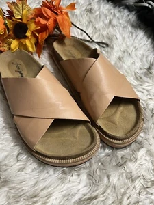 Free People Women's Size 8 Tan Leather Mules Slip On Sandals - Picture 1 of 23