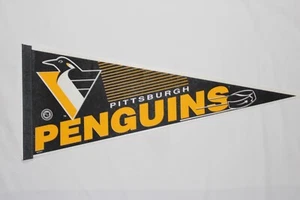 Vintage Pittsburgh Penguins Full Size Felt Pennant 12x30" 90s Wincraft - Picture 1 of 5