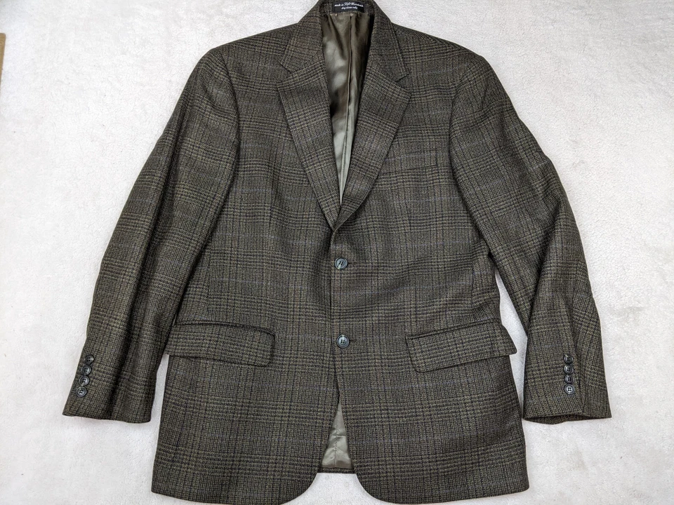 Chaqueta Blazer Chereskin Para Hombres 40R Beige Glen Check 100% Lana de Cordero Foto 1 de 4
