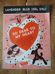 WALT DISNEYS - SO DEAR TO MY HEART- 1948 SHEET MUSIC - LAVENDER BLUE - VERY GOOD - Picture 1 of 2