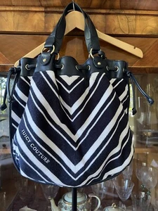 vintage & rare Juicy Couture blue & white velour and leather handbag - Picture 1 of 8