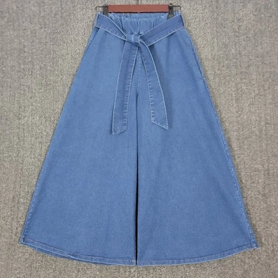 Accademia Pants Womens XS Blue Elastic Waist Pull On Wide Leg Crop Culotte Italy - Image 1 of 4
