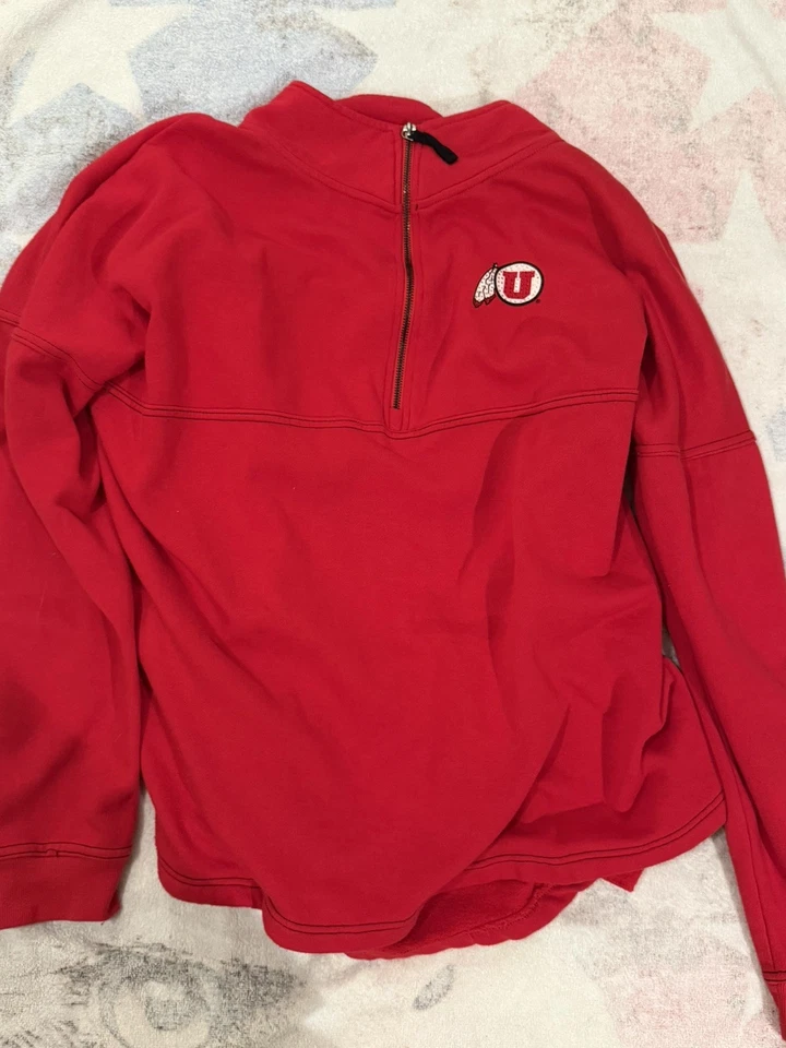 Utah Utes Rhinestone Quarter Zip Pullover Sweatshirt Women's  No Tag - Image 1 of 4