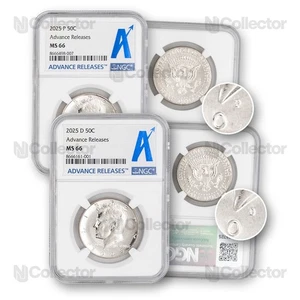 2025 P & D Kennedy Half Dollar Set - NGC 66 MS 66 Advance Release Edition - Picture 1 of 1