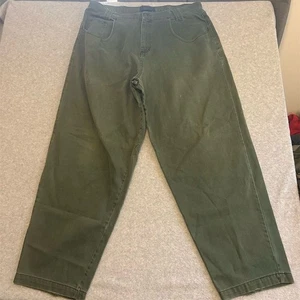 Vintage Karl Kani Jeans Green Size 42 Y2K Baggy Hip Hop Metal Plate Made in USA - Picture 1 of 13