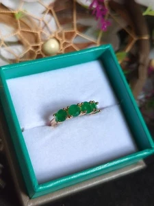 Sterling 925 Sz. 6 Brilliant Cut Lab Emeralds 2ct A+ Hand Cut Created Method - Picture 1 of 16