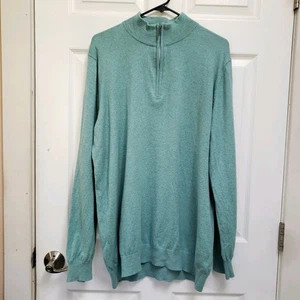 LL Bean Grün Baumwolle Kaschmir Pullover Quarter Zip Sweater 275554 Herren XXL Tall - Bild 1 von 5