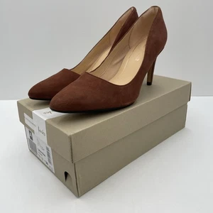 Clarks Laina Rae Brown Suede Court Shoes Cushion High Heels UK Size 5 EU 38 L13 - Picture 1 of 22