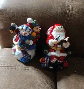 Set decorativo pupazzo di neve/babbo natale in porcellana - Foto 1 di 3