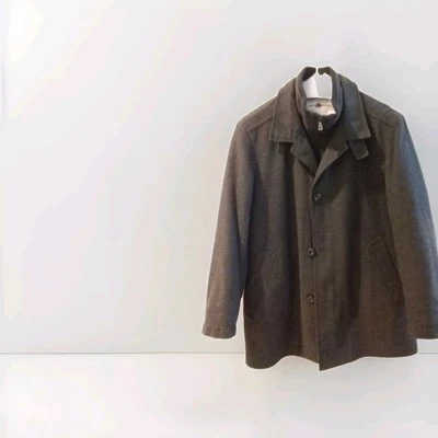 Hugo Boss Jacket Men 40R Gray Wool Blend Long Sleeve Full Zip Button Coat - Image 1 of 4