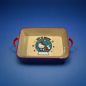 Hello Kitty Christmas Ceramic Dish Bakeware Baking Dish Snow Globe - Picture 1 of 3