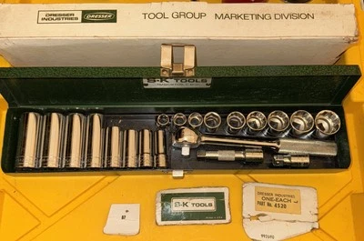 SK Dresser Tools USA S-K Beautiful Chrome 20pc 3/8" Socket Set Nos Deep Mid 4520 - Image 1 of 4
