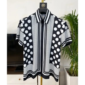 Button Down Shirt Men Fashion Casual Dress Shirt Vintage Short Sleeve Shirts - Picture 1 of 13