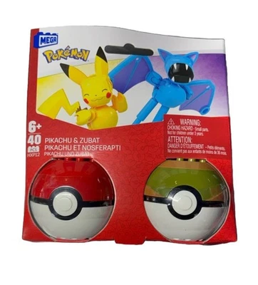 Mega Pokémon Building Toys Set Pikachu And Zubat With 40 Pieces, 2 Poseable And - Image 1 of 4