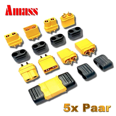 ✅ 5 Paar 10 Stück Original Amass XT60H Hochstrom Goldstecker XT60 Stecker Buchse - Bild 1 von 4