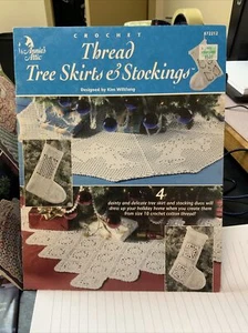 Thread Tree Skirts & Stockings Crochet Winter Lace Snow Poinsettias Silver Bells - Picture 1 of 2