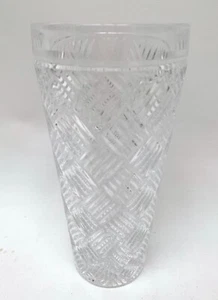Marquis Waterford Versa Crystal Diamond/Crosshatch Cut Vase 8” - Picture 1 of 3