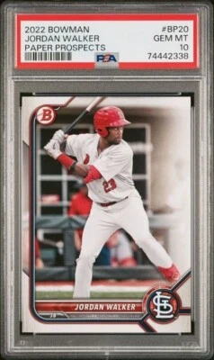 2022 Bowman Paper Prospect #BP-20 Jordan Walker - St. Louis Cardinals PSA 10 - Image 1 of 2