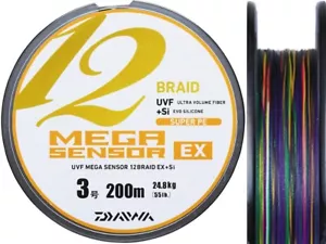 Daiwa Fishing PE Line UVF MEGA SENSOR 12 BRAID EX +Si 100m #3-55 lb 5 Colors - Picture 1 of 3