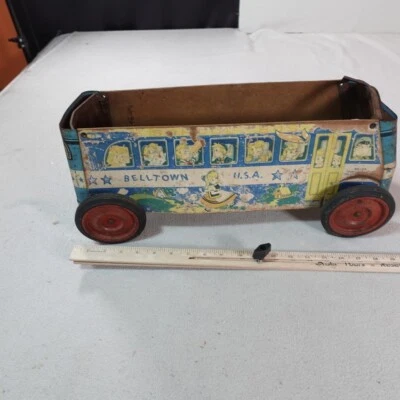 Autobús escolar Belltown EE. UU. original antiguo campana de gong paseo sentado 1954 Foto 1 de 4