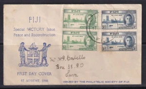 FIJI 1946 FDC SPECIAL VICTORY ISSUE PEACE AND RECONSTRUCTION #C144 - Imagen 1 de 1