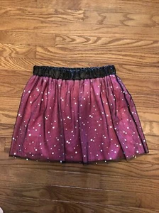 So Girls Skirt Holiday Sheer Metallic Silver Square Sequins Black/ Pink L 14 - Picture 1 of 10