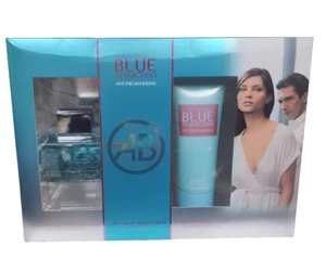 A.BANDERAS BLUE SEDUCTION WOMEN SET 3.4 EDT SP+SHIMMERING B/LOTION BOX NOT GOOD - Picture 1 of 4
