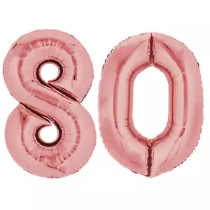 Folienballon 80 cm Rosegold 80 Zahlenballon Luftballon Geburtstag Helium Zahl - Imagen 1 de 2