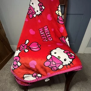 Hello Kitty Valentines Plush Blanket 45"x 55" 2023 Red Pink Hello Kitty Cupid - Picture 1 of 8